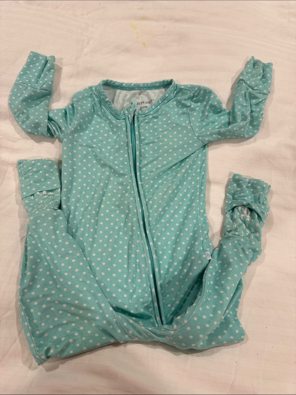 Posh Peanut Mint Polka Dot Footed One-Piece
